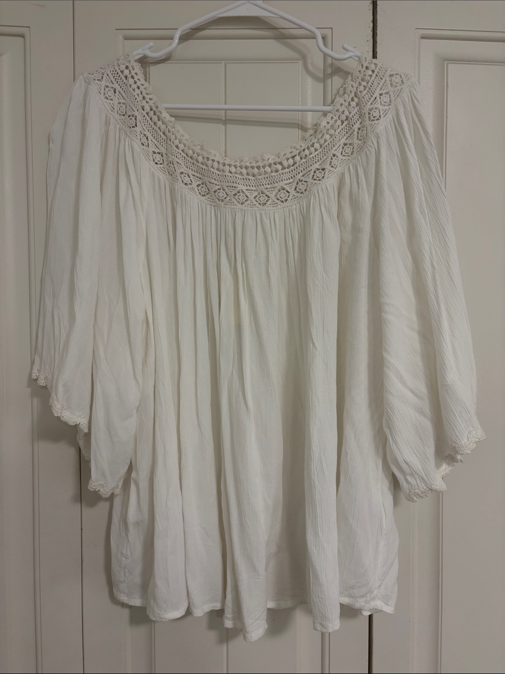 Anthropologie White Crochet Yoke Peasant Tunic - Picture 1 of 8
